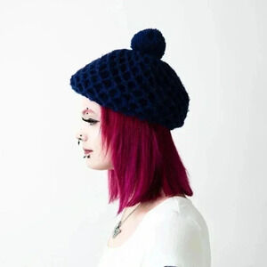 Vintage 50s Fuzzy Wool Plaid Pom Beret Tam